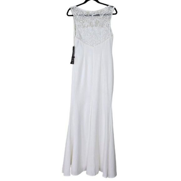 Lulus Trumpet Wedding Dress Size M Sleeveless Mesh Side Zip Lined White 24544 - Picture 3 of 12